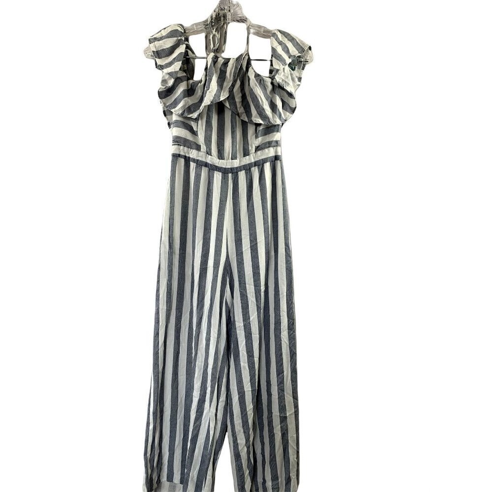 Fab'rik Women's Ruffled Stripped Jumpsuit
